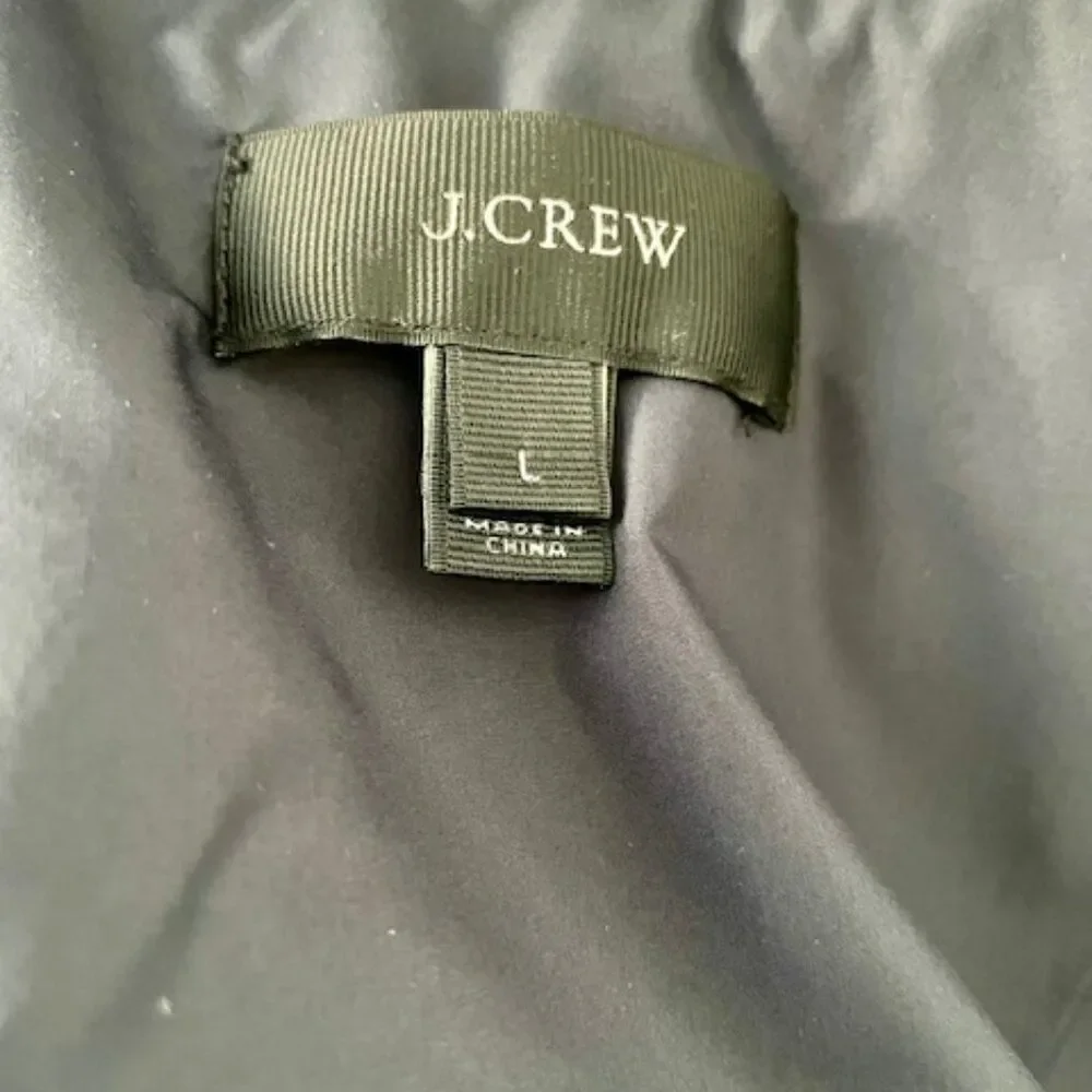J. Crew Blue White Stripe Women's Puffer Puffy Vest with Pockets Size Large